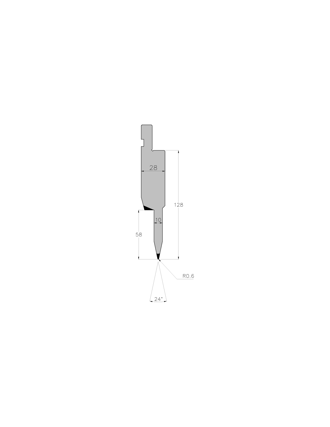 ES PUNCH 24° R0.6 H128 L800S mm