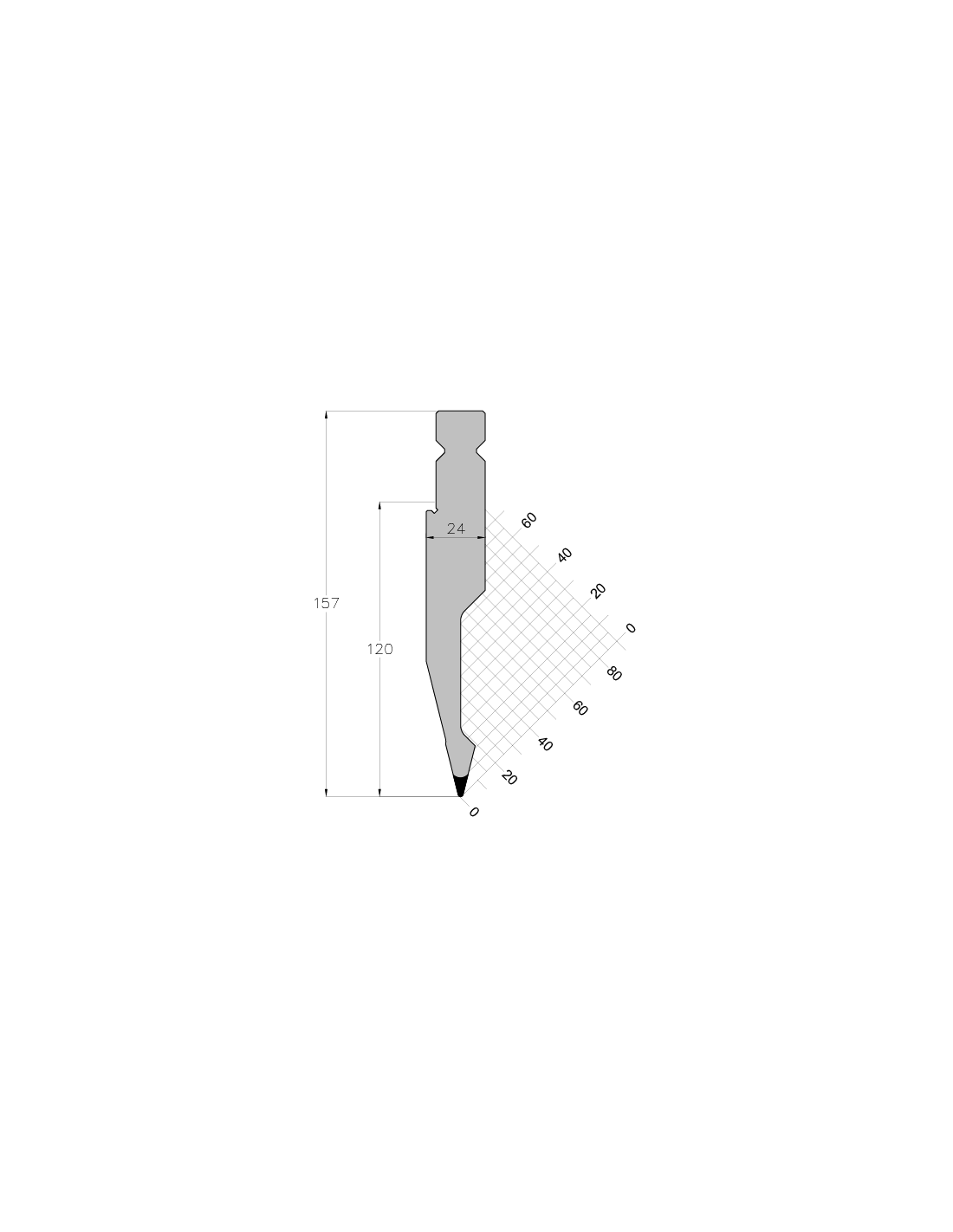 TWS PUNCH 28° R1 H120 L550S mm + PUSH-BUTTON