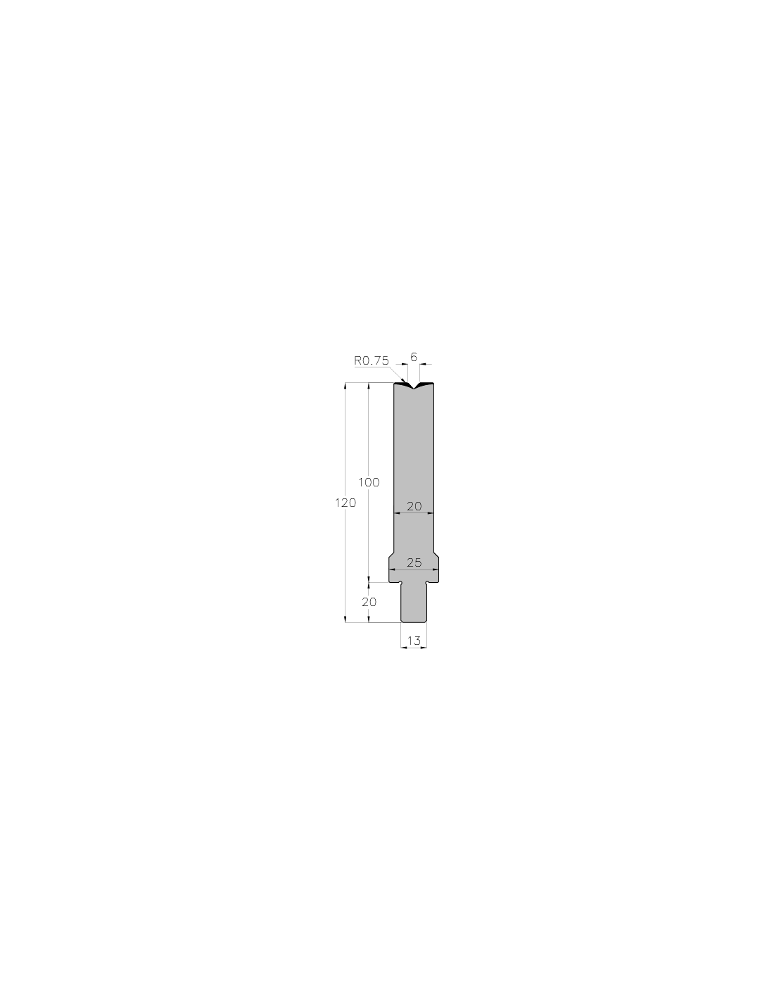 BS DIE 85° V6 R0.75 H100 L100 mm